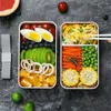 Stoviglie Risparmia tempo Contenitore per il pranzo a doppio strato adatto al microonde Comodo scomparto per contenitori sfusi Bento Safety