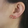 Hoop Earrings 2024 Gold Color Red Enamel Bling Cubic Zirconia Paved Water Drop Shaped Sparking CZ Stud Earring High Quality