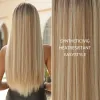 Peruker långa raka platina blondin ombre syntetiska peruker med lugg för kvinnor afro cosplay beige peruk naturligt hår daglig värmeständig