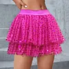 Skirts Women Tulle Ladies Cake Skirt Mesh Fine Glitter Sequins Cheerleader Tutu Female Carnival Festival Costume