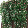 装飾的な花人工バラレイタンウォールハンディングウェディングホームデコレーションフラワープラスチック製のブドウ植物の天井