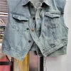 Damenwesten Mode einreihige kurze Vertuschung ärmellose Jeansweste Sommer Streetwear Jacke Frauen koreanischen Stil Mantel