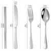 Dinnerware Sets 1 Set Of Portable Travel Reusable Tableware Stainless Steel Camping Chopsticks And Straw