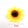 Mini fleurs décoratives en soie, 7cm, fausse tête de tournesol, pour bricolage, fête de mariage, décoration de la maison, couronne de naissance de bébé C1