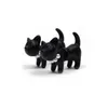 Coreano retro preto piercing tridimensional dupla face pendurado pérola bonito gatinho brincos para mulheres brincos