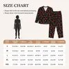 Startseite Bekleidung Niedliche Obst-Pyjama-Sets, rote Aquarell-Kirschen, Nachtwäsche, Damen-Langarm-Vintage-Schlafzimmer-2-teiliger Anzug, große Größe