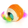 Spot wholesale pet supplies cat toys double hole feather sisal ball cat since hi bite grinding claw ball