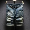 Heren shorts Classic Retro Distressed Mens Letter Gedrukte jeans korte benen knie lengte rechte fit vermoeidheid trend punk heren denim shortsl2405