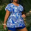 Tragen 2023 Neue Plus -Size -Frauen Beachwear Schwimm Sommerkleid Tankini Badeanzug Zwei Stücke Badeanzüge Damen Tankinis Blume