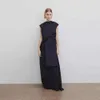 Th〜Row Neeveless Dress Womens Spring/Summer 2024 New Minumalist Style Long Dress A-Line Skirtスリミングイブニングドレス