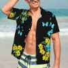 Camisas casuales para hombres Camisa hawaiana Playa Morpho Mariposa Blusas florales Mariposas azules Vintage Retro Masculino Manga corta Tops de moda