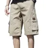 Herren-Shorts, Herren-Shorts, Sommer-Cargo-Shorts für Herren, Camouflage-Knopf, lockere lässige LTI-Taschen-Shorts, Straßenkleidung, Hip-Hop, militärische taktische ShortsC240402