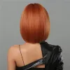 Wigs Short Straight Synthetic Wigs Ginger Brown Bob Wigs with Bangs for Women Cosplay Daily Natural Hair Wig Heat Resistant Fiber