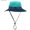 Cappelli larghi cappelli a secchio di cappelli da donna con cappello da secchio per secchio di cappello da sole estate maschi da sole per la protezione UV protezione da bob cappello da pesca con cordone di regolazione riflettente L240402