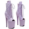 Sapatos de dança 20cm/8 polegadas camurça superior moderno sexy boate pólo plataforma salto alto botas de tornozelo feminino 041