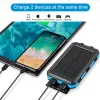 Выживание на открытом воздухе на открытом воздухе Solar Charger 20000MAH Портативный водонепроницаемый солнечный банк солнечной батареи со светодиодными фонариками для выживания приключений