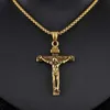 Hanger Kettingen Mode Kruisbeeld Jezus Christus Mannen Sieraden Goud Bruin Zilver Kleur Metalen Kruis Hanger Met Hals Ketting Kettingen Voor man Vrouwen 240401