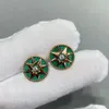 Studörhängen S925 Pure Silver Plated 18K Rose Gold Natural White Fritillaria Malachite Women's High Sense Luxury Jewelry Gift