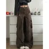 Pantalon féminin Deeptown Vintage Y2k Oversize Cargo Jeans femme Harajuku Streetwear Pantalon à jambes larges Hip Spring Denim Aesthetic Kpop