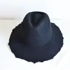 BERETS Longbaili Winter Trendy Black Women Wool Felt Fedora Hat PWSV034