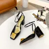 Classic Designer Women's High Heel Sandals Leather party fashion banquet shoes Summer sexy thick heel Willow nail buckle runway runway shoes