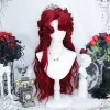 Parrucche sintetiche lunghe ondulate curly rosse retrò cosplay lolita heatresistant wig