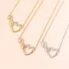 Necklace Earrings Set 2 In 1 Love Heart Unlimited 3A CZ Zircon Gold Plated Charm Bracelet Collar Gifts For Women Christmas