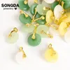 Charms 10pcs Imitation Jade Glass Lucky Chinese Style Peace Buckle Charm Diy Jewelry Making Handmade Earring Bracelets Accessories