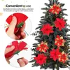 Flores decorativas 24 PC NAVIDAD VERDE CONCENA CONCENACIÓN ACCESI con clips de flores artificiales Artesanías Decoraciones de árboles Poinsettia Pole