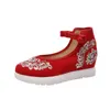 Chaussures décontractées Style chinois talons hauts simple printemps tissu brodé rétro boucle de disque bouche peu profonde femmes