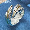 Cluster Rings Alizero 925 Sterling Silver Feather Ring for Woman Man Opening Wedding Engagement Fashion Charm Party Jewets Gifts