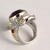 Cluster Rings S925 Sterling Silver For Women Men Fashion Natural Amethyst Geometry Exaggerates Personality Jewelry