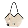 Kvällspåsar väver Tote Female Bohemian Shoulder For Women Spring Summer Beach Straw Handväskor Casual Lady Travel Shopping