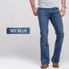 Mens Jeans Boot Cut hafif alevlendirilmiş ince fit mavi siyah tasarımcı klasik erkek streç denim damla dağıtım kıyafetleri dhciq