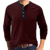 Camisetas de manga larga de algodón para hombre, camisa con cuello a la moda, Tops de retazos para primavera y otoño, ropa de marca 2024