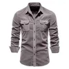 Vestes pour hommes Veste Printemps et Automne Velours côtelé Couleur unie Chemise à manches longues Business Slim Casual