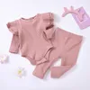 Kleidungssets für geborene Säuglinge, Jungen und Mädchen, solide gestrickte Strampler, Tops und Hosen, Outfits für Mädchen, Kleidung 4t