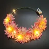 Blinkendes Haargeflecht, dekorative Blumen, leuchtende Girlande, Touristenattraktionen, Waldmädchen, Rattan, Rose, Kopfbedeckung, LED-Stirnband, Partyband D Otptz