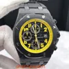 Famoso relógio de pulso AP Royal Oak Offshore Series 42mm Máquinas Automáticas 26176FO Forjado Carbono Bumblebee Relógio Esportivo Masculino