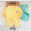 Clothing Sets Baby Casual Sportswear Spring Boys Sweatshirt Pant 2pcs/ Set 2024 Cartoon Striped Bear Suit