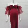 Эластичное длинное платье для беременных без рукавов, облегающее платье русалки для беременных, платье макси для беременных 240321