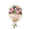 Decorative Flowers Spring Farmhouse Welcome Sign Hanging Wreath For Windows Porch Door