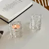 Candle Holders INS Transparent Crystal Glass Ice Candlestick European Style Retro Dining Table Decoration Romantic Candlelight Dinner