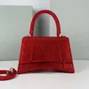 TOP qualité Designer cristaux sablier sac à main de luxe sac à bandoulière pour femme en cuir véritable mode dame fête de mariage petit sac à main avec boîte