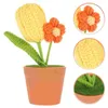 Fleurs décoratives tulipe Pot de fleur Crochet bonsaï simulé ornement décor fournitures pour la maison tricot