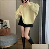 Damenjacken 2024 Marinekragenbluse Frauen mit Frühherbst-Strickwaren Lazy Loose Side Slit Design Langarm Koreanisches System Drop Del Dh0O8