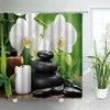 Zasłony prysznicowe fioletowa świeca orchidea Zen zielony bambus czarny kamień ogrodniczy sceneria domowa tkanina kąpielowa zasłony haczyki łazienki