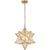 DAYCENT Brass Moravian Star Pendant Lighting with Seeded Glass - Elegant 13 1/2 Inch Hanging Light Fixture for Kitchen, Dining Room