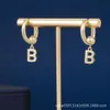 Smycken BB örhänge BB Letterörhängen Paris B-Line Pendant Brass Light Luxury S925 Silver Needle Female 3yns
