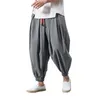 Calças masculinas Primavera Homens Soltos Harem Chinês Linho Overweight Sweatpants Alta Qualidade Casual Marca Calças Oversize Masculino